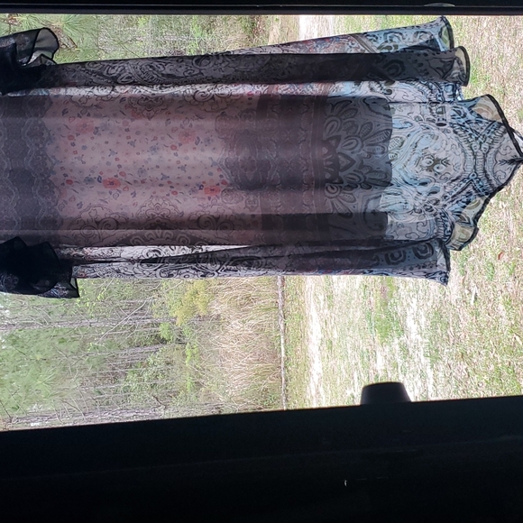 New Directions Boho Cold Shoulder Ditsy Floral Slipon Dress S Very Sheer… - Picture 16 of 17